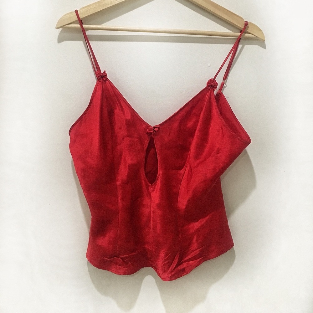 Red silk strapped tank top size s